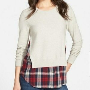 •Treasure & Bond plaid sweater red navy tan